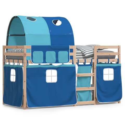 ZNTS Bunk Bed without Mattress Blue 80x200 cm Solid Wood Pine 3283989