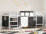 Kids'Loft Bed Frame with Curtains White and Black 75 x 190 cm 42020808