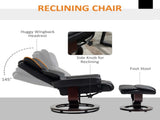 360&deg Swivel Recliner Chair with Footstool, PU Leather Manual Recliner Armchair with Solid Wood T3398P343496