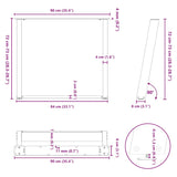 ZNTS vidXL Dining Table Legs U-Shaped 2 pcs White 90x cm Steel 4012801