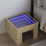 ZNTS Bedside Table with Infinity LED Sonoma Oak 40x40x30 cm 3284072