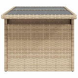 Garden Table with Glass Top Beige 100x55x73 cm Poly Rattan 366059