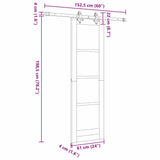 Sliding Door White 61 x 198.5 cm Solid Pine Wood and Glass 3332266