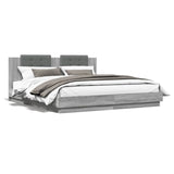 ZNTS Bed Frame with LED without Mattress Grey Sonoma 160x200 cm 3210001