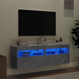 TV Wall Cabinets with LED Lights 2 pcs Concrete Grey 60x30x40 cm 837190