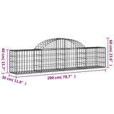 Arched Gabion Baskets 6 pcs 200x30x40/60 cm Galvanised Iron 3146051