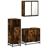 3 Piece Bathroom Furniture Set Smoked Oak Engineered Wood 3300947
