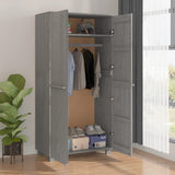 ZNTS Wardrobe HAMAR Light Grey 89x50x180 cm Solid Wood Pine 340483