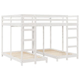 Triple Bunk Bed Frame White 160 x 200 cm Solid Pine Wood 3414562