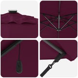 Umbrella with LED Strip Lights Bordeaux Red 286 x 284 x 270 cm 42003325