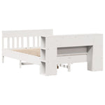 ZNTS Bookcase Bed without Mattress White 120x190 cm Small Double Solid Wood Pine 3323195