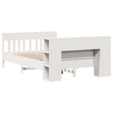 ZNTS Bookcase Bed without Mattress White 120x190 cm Small Double Solid Wood Pine 3323195