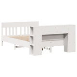 Bookcase Bed without Mattress White 120x190 cm Small Double Solid Wood Pine 3323195