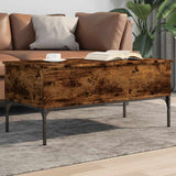 Coffee Table Smoked Oak 100x50x45 cm Engineered Wood and Metal 845413