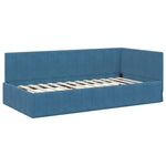 Corner Bed Frame with Headboard Blue 100 x 200 cm Velvet 42016316