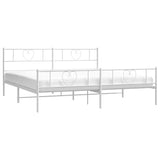 Metal Bed Frame without Mattress with Footboard White 183x213cm 355535