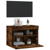 TV Wall Cabinet with LED Lights Smoked Oak 60x30x40 cm 837191