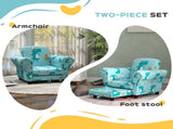 2 Piece Kids Sofa Set with Dinosaur Design, Wooden Frame, for 1.5-3 Years Old, Blue T3398P421962