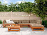 Garden Lounge Set 7 pcs Wax Brown Solid Pine Wood 3418107