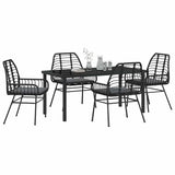 Garden Dining Set 5 pcs Black Poly Rattan 3380858