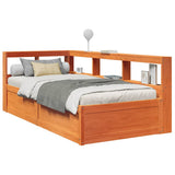 Bookcase Bed without Mattress Wax Brown 90x190cm Solid Wood Pine 3324483
