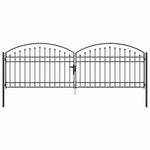Fence gate with Lock Grey 400 x 125 cm Steel 42008942