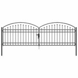 Fence gate with Lock Grey 400 x 125 cm Steel 42008942