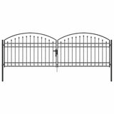 Fence Gate ASSEN 401 x 175.5 cm Steel Grey Lockable 42008942