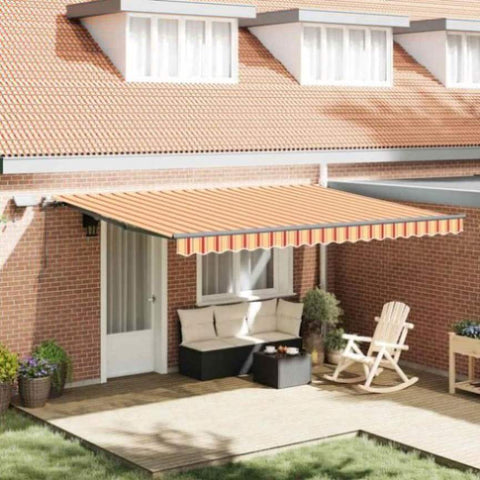 Retractable Awning Manual Yellow and orange 450 x 350 cm Fabric 3331094