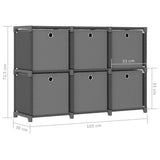 6-Cube Display Shelf with Boxes Grey 103x30x72.5 cm Fabric 322609