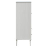 Highboard SENJA Rattan Look White 90x40x112cm Solid Wood Pine 358053