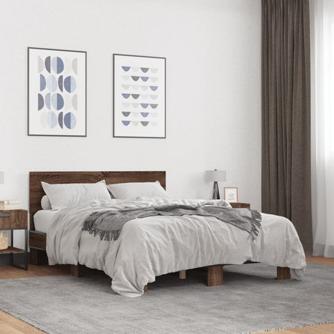 Bed Frame without Mattress Brown Oak 140x190 cm 3280216