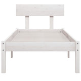 Bed Frame White Solid pinewood Single Durable Bed Frame 810113