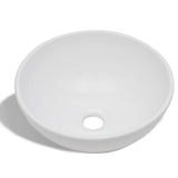 Bathroom Basin with Mixer Tap Ceramic Round White 275494