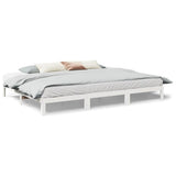 Family Bed Frame No Mattress White 240x200 cm Solid Wood Pine 3324566