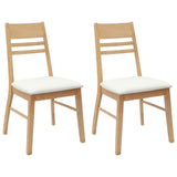 Dining Chairs 2 pcs Natural 43 x 54 x 89 cm Solid Rubber Wood 42020446