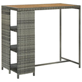 Bar Table with Storage Rack Grey 120x60x110 cm Poly Rattan 313479