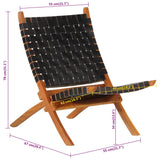 Folding Chair Black Real Leather 356377