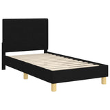 Children's Bed Frame with Headboard Black 80 x 160 cm Fabric 42010986