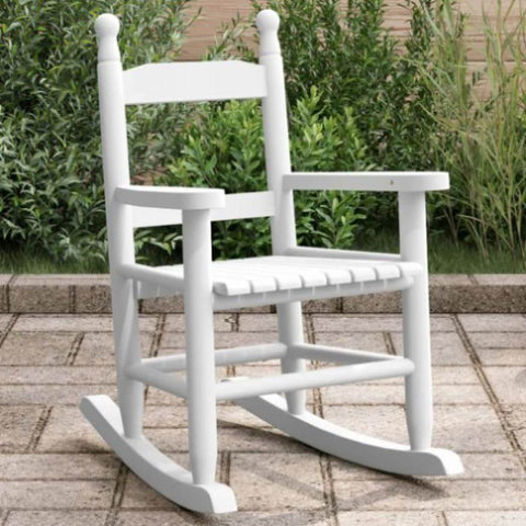 ZNTS Rocking Chair for Children White Solid Wood Poplar 4008881