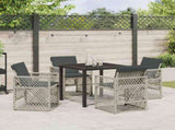 Garden Dining Set 5 pcs Light Grey Poly Rattan 3380637