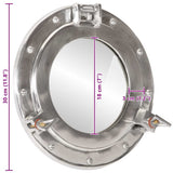 Porthole Mirror Wall Hanging 30 cm Aluminium and Glass 357848
