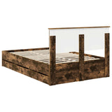 Bed Frame with Drawer Smoked Oak 135 x 190 cm Engineer Wood 3407995