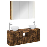 Bathroom Cabinet Set 4 pcs Smoked Oak Engineered Wood 3406347