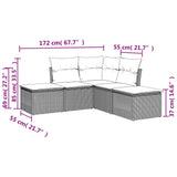 5 Piece Garden Sofa Set with Cushions Brown Poly Rattan 3217724