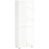 4-Door Kitchen Cupboard, Tall Freestanding 5-Tier Storage Cabinet with 3 Adjustable Shelves, 2 T3398P423543