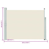 Patio Retractable Side Awning 140x500 cm Cream 48395