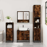 2 Piece Bathroom Furniture Set Smoked Oak Engineered Wood 3300927
