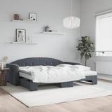 Daybed with Trundle and Mattresses Dark Grey 90x190 cm Velvet 3197394