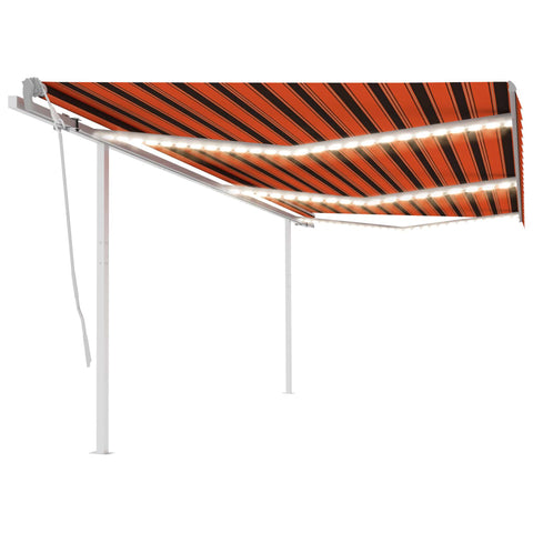 ZNTS Manual Retractable Awning with LED 6x3 m Orange and Brown 3070005